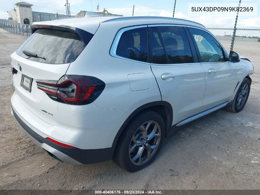 2022 BMW X3 Sdrive30I VIN: 5UX43DP09N9K82369 Lot: 40406176