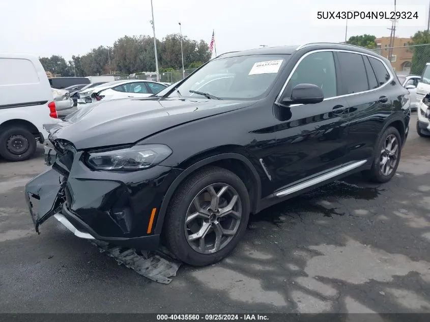 2022 BMW X3 Sdrive30I VIN: 5UX43DP04N9L29324 Lot: 40435560