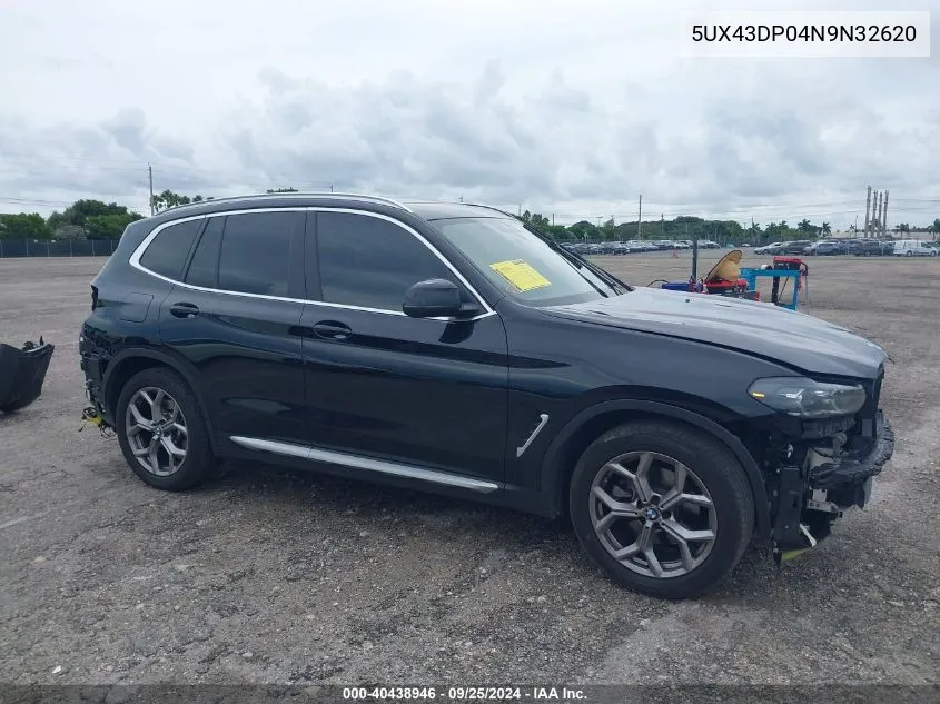 2022 BMW X3 Sdrive30I VIN: 5UX43DP04N9N32620 Lot: 40438946