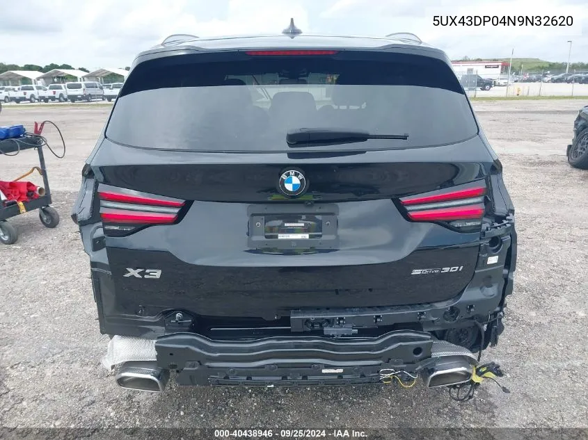 2022 BMW X3 Sdrive30I VIN: 5UX43DP04N9N32620 Lot: 40438946