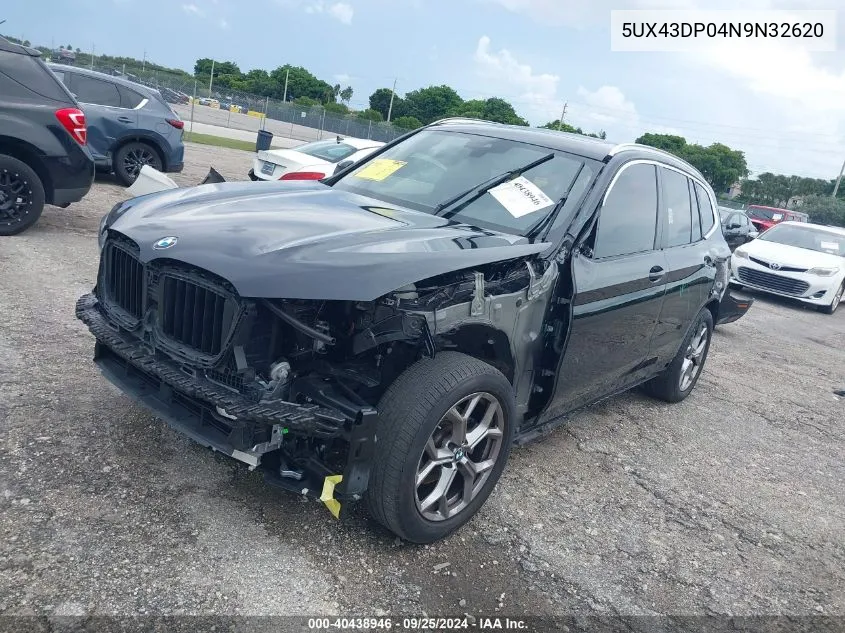 2022 BMW X3 Sdrive30I VIN: 5UX43DP04N9N32620 Lot: 40438946