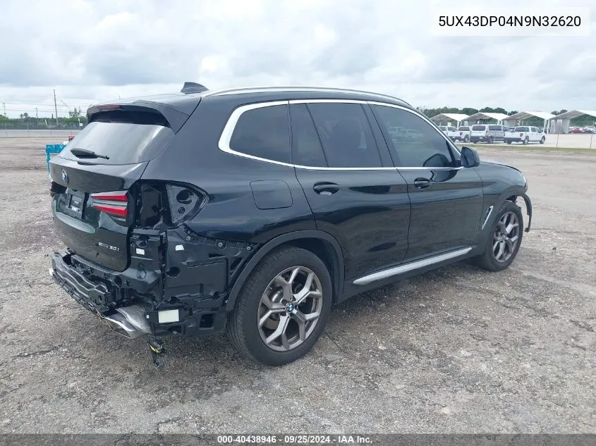 2022 BMW X3 Sdrive30I VIN: 5UX43DP04N9N32620 Lot: 40438946