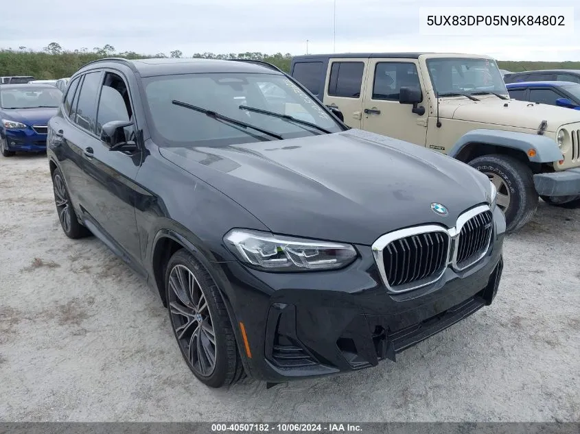 5UX83DP05N9K84802 2022 BMW X3 M40I