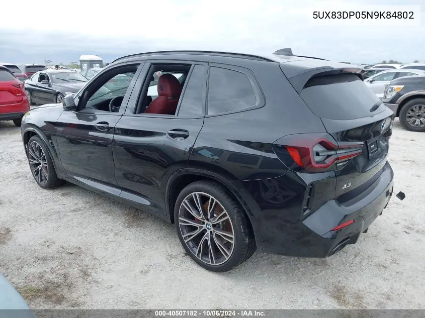 2022 BMW X3 M40I VIN: 5UX83DP05N9K84802 Lot: 40507182