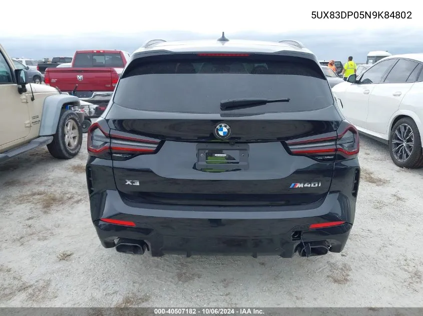 5UX83DP05N9K84802 2022 BMW X3 M40I