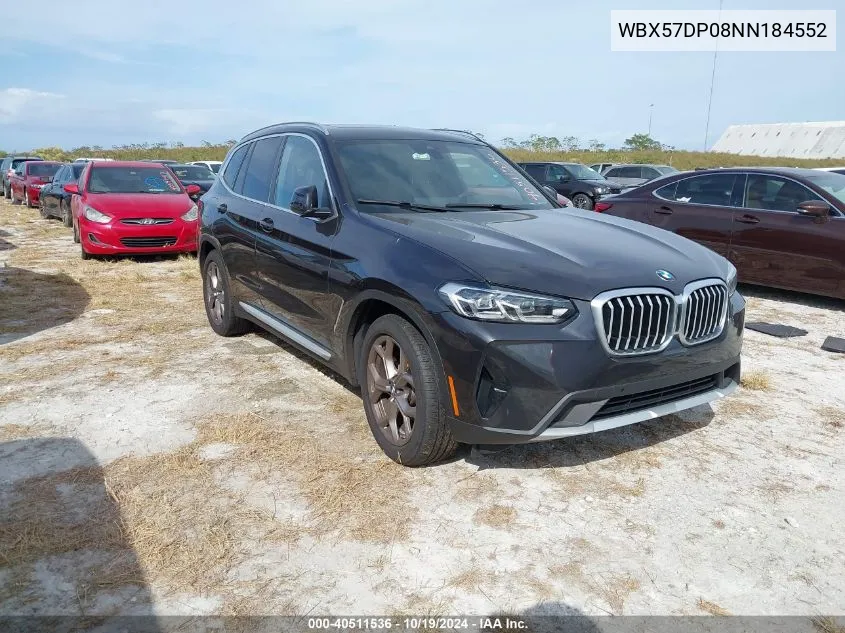 2022 BMW X3 xDrive30I VIN: WBX57DP08NN184552 Lot: 40511536