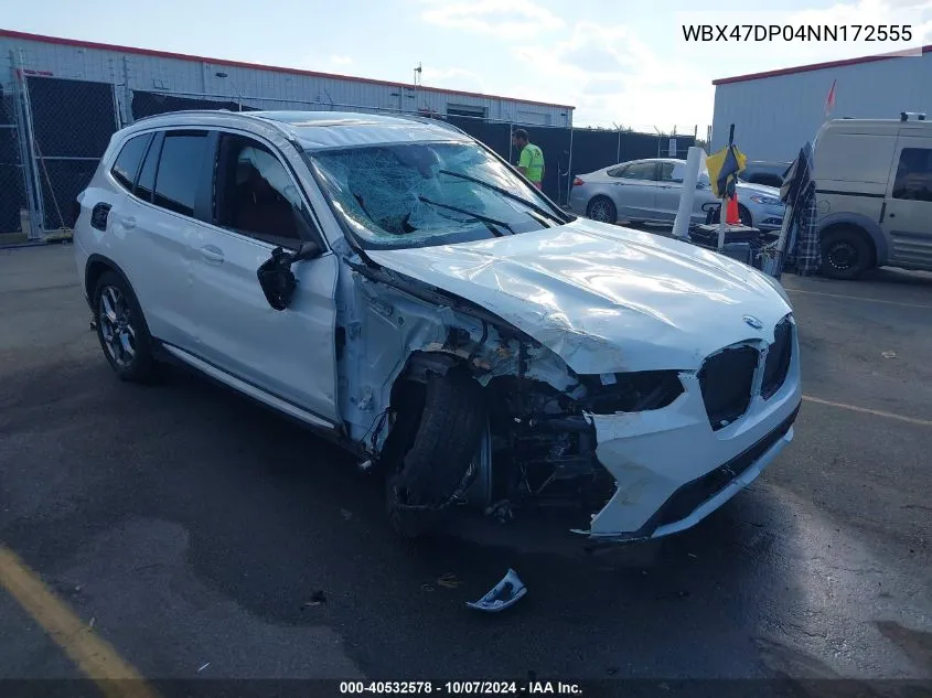 2022 BMW X3 Sdrive30I VIN: WBX47DP04NN172555 Lot: 40532578