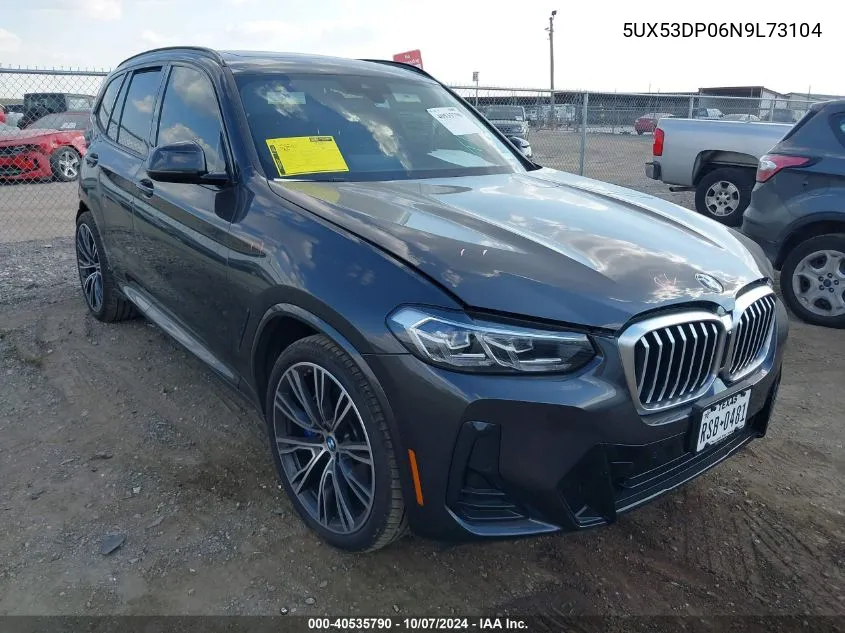 2022 BMW X3 xDrive30I VIN: 5UX53DP06N9L73104 Lot: 40535790