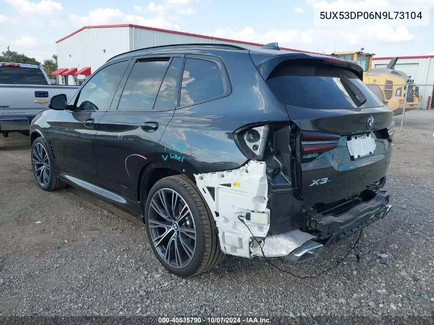 2022 BMW X3 xDrive30I VIN: 5UX53DP06N9L73104 Lot: 40535790