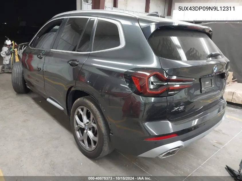 2022 BMW X3 Sdrive30I VIN: 5UX43DP09N9L12311 Lot: 40575373