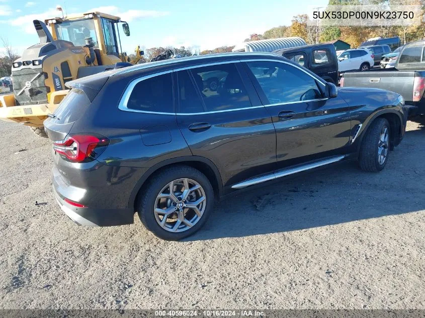 2022 BMW X3 xDrive30I VIN: 5UX53DP00N9K23750 Lot: 40596024