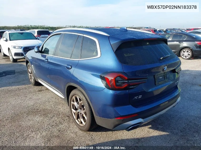 WBX57DP02NN183378 2022 BMW X3 xDrive30I