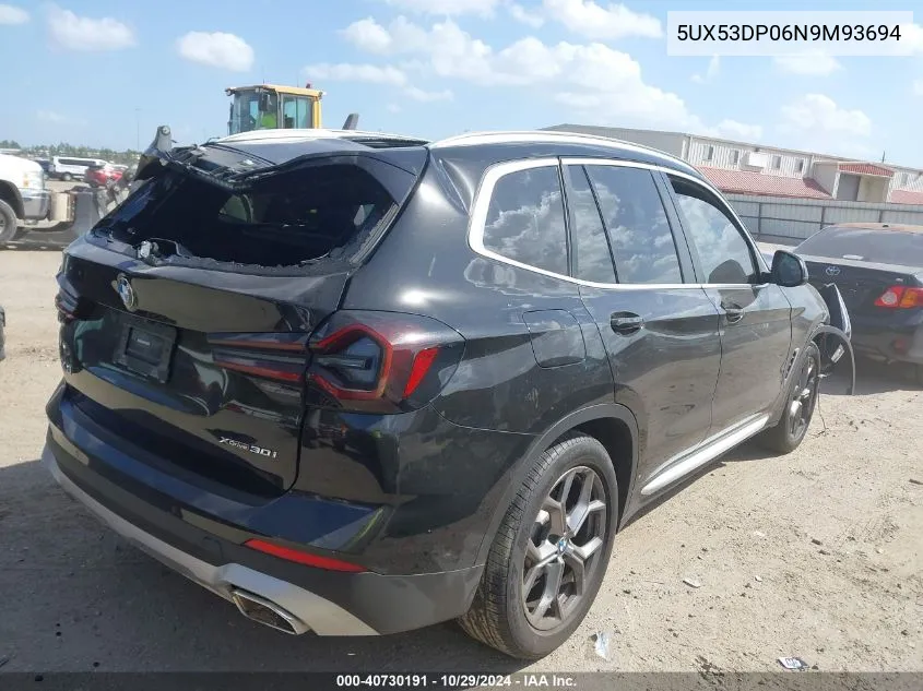 2022 BMW X3 xDrive30I VIN: 5UX53DP06N9M93694 Lot: 40730191