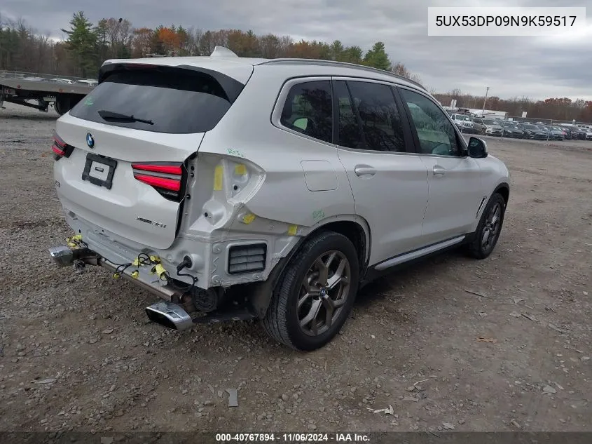 2022 BMW X3 xDrive30I VIN: 5UX53DP09N9K59517 Lot: 40767894