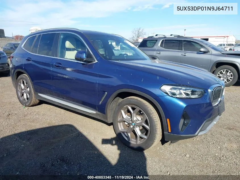 2022 BMW X3 xDrive30I VIN: 5UX53DP01N9J64711 Lot: 40853345