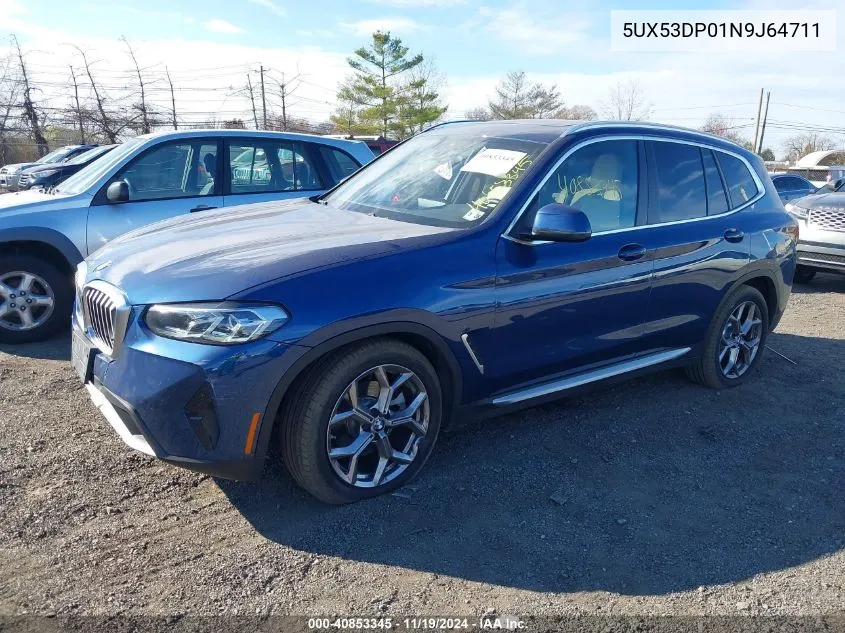 2022 BMW X3 xDrive30I VIN: 5UX53DP01N9J64711 Lot: 40853345