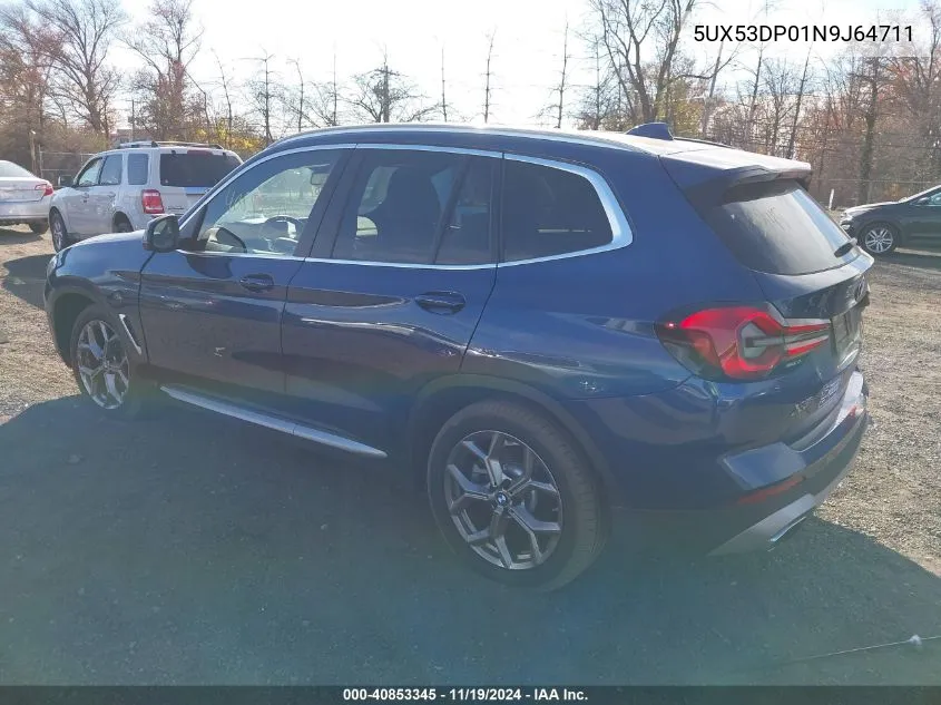 2022 BMW X3 xDrive30I VIN: 5UX53DP01N9J64711 Lot: 40853345