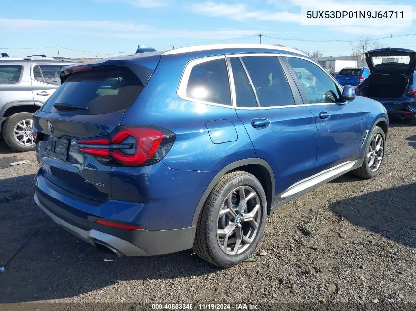 2022 BMW X3 xDrive30I VIN: 5UX53DP01N9J64711 Lot: 40853345