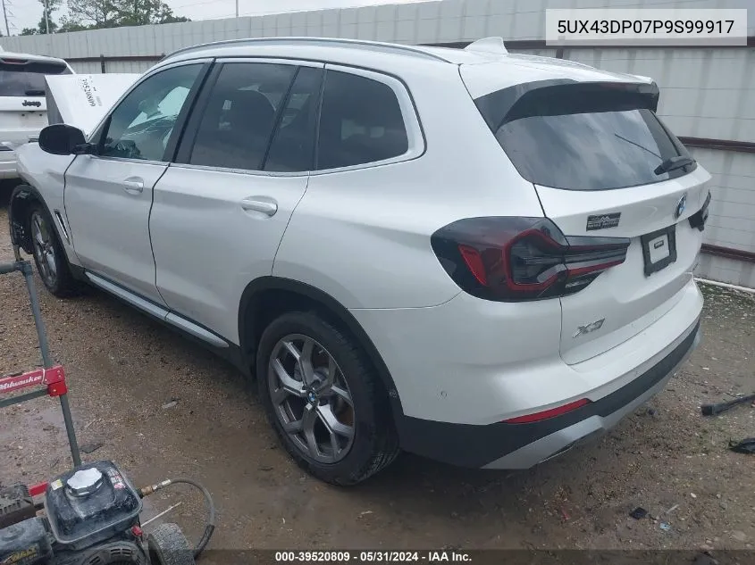 2023 BMW X3 Sdrive30I VIN: 5UX43DP07P9S99917 Lot: 39520809