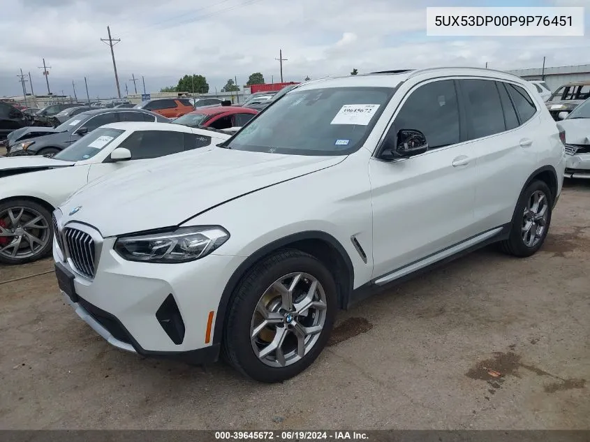 2023 BMW X3 xDrive30I VIN: 5UX53DP00P9P76451 Lot: 39645672