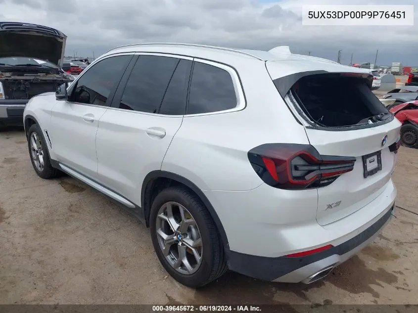 2023 BMW X3 xDrive30I VIN: 5UX53DP00P9P76451 Lot: 39645672