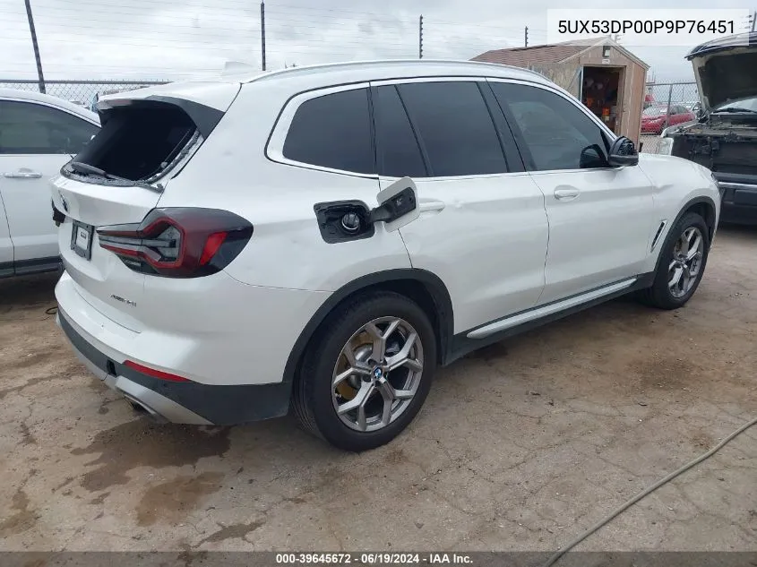 2023 BMW X3 xDrive30I VIN: 5UX53DP00P9P76451 Lot: 39645672