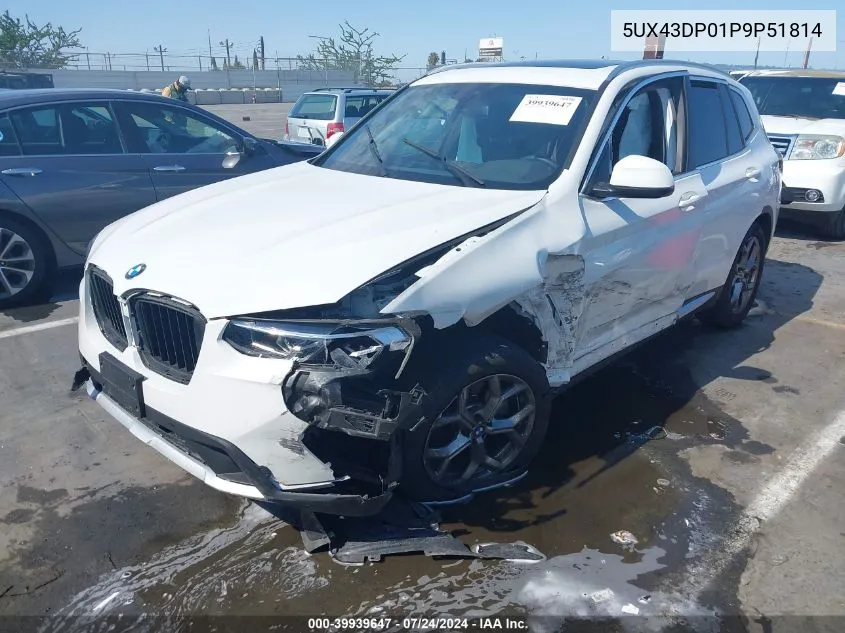 2023 BMW X3 Sdrive30I VIN: 5UX43DP01P9P51814 Lot: 39939647