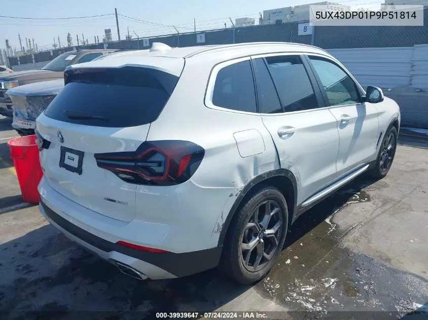 2023 BMW X3 Sdrive30I VIN: 5UX43DP01P9P51814 Lot: 39939647