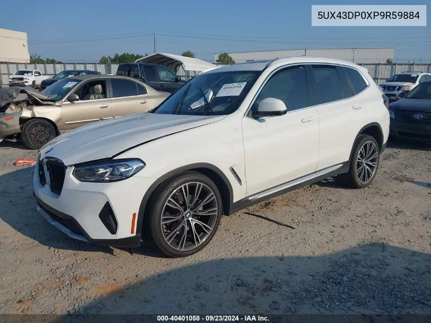 2023 BMW X3 Sdrive30I VIN: 5UX43DP0XP9R59884 Lot: 40401058