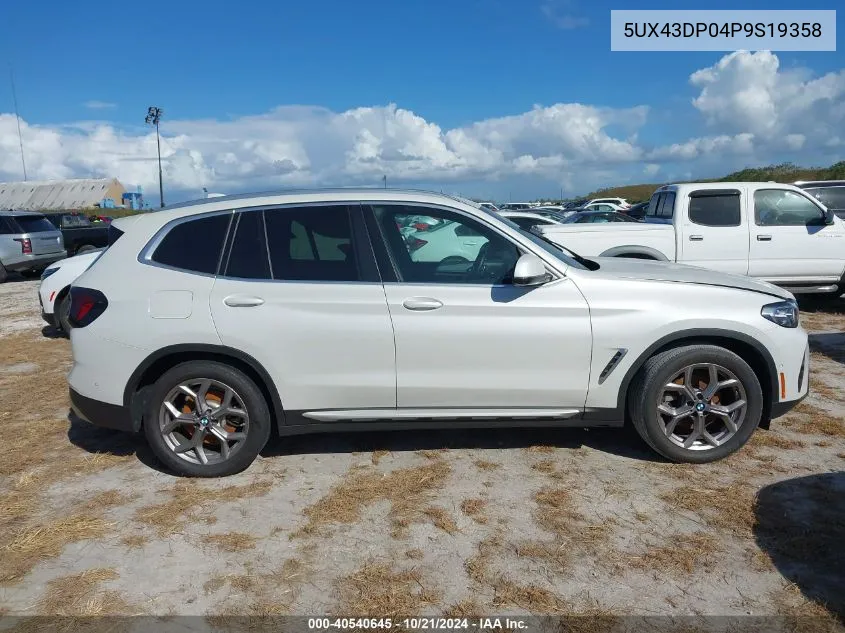 2023 BMW X3 Sdrive30I VIN: 5UX43DP04P9S19358 Lot: 40540645