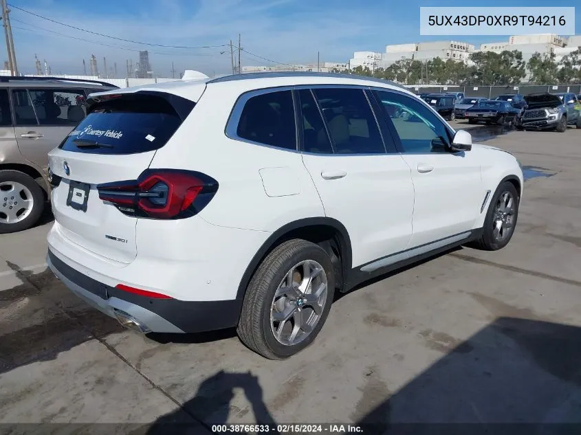 2024 BMW X3 Sdrive30I VIN: 5UX43DP0XR9T94216 Lot: 38766533