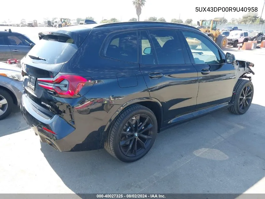 2024 BMW X3 Sdrive30I VIN: 5UX43DP00R9U40958 Lot: 40027325