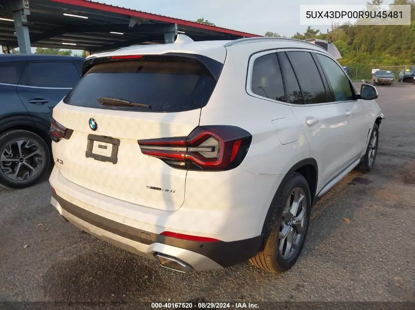 2024 BMW X3 Sdrive30I VIN: 5UX43DP00R9U45481 Lot: 40167520