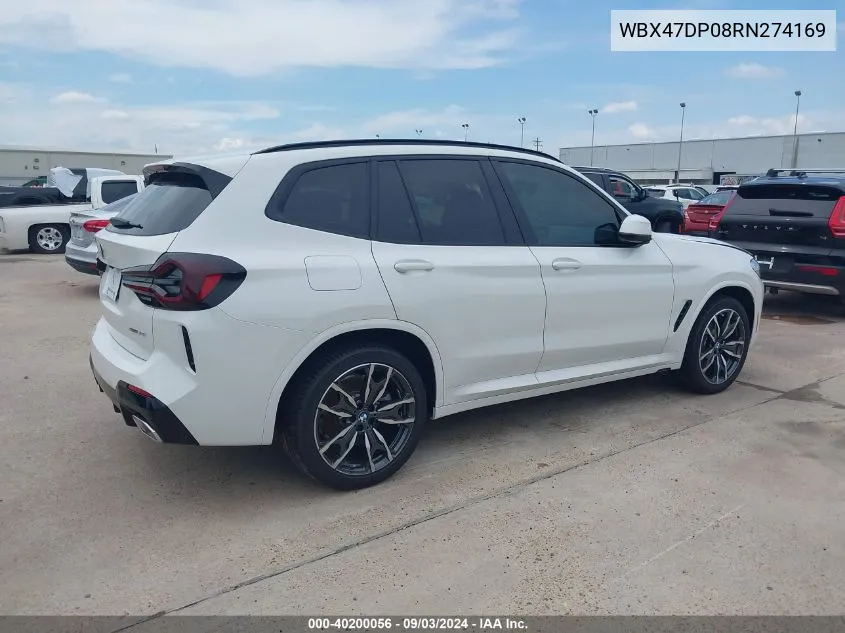 2024 BMW X3 Sdrive30I VIN: WBX47DP08RN274169 Lot: 40200056