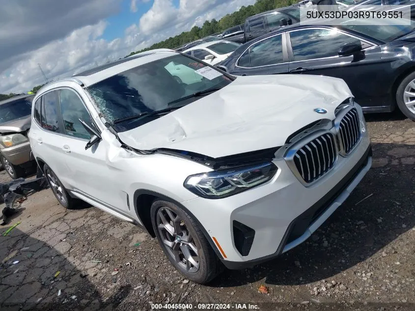 2024 BMW X3 xDrive30I VIN: 5UX53DP03R9T69551 Lot: 40455040