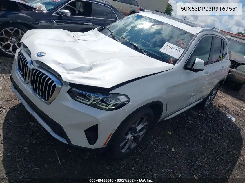 2024 BMW X3 xDrive30I VIN: 5UX53DP03R9T69551 Lot: 40455040