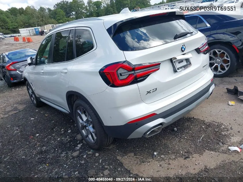 2024 BMW X3 xDrive30I VIN: 5UX53DP03R9T69551 Lot: 40455040