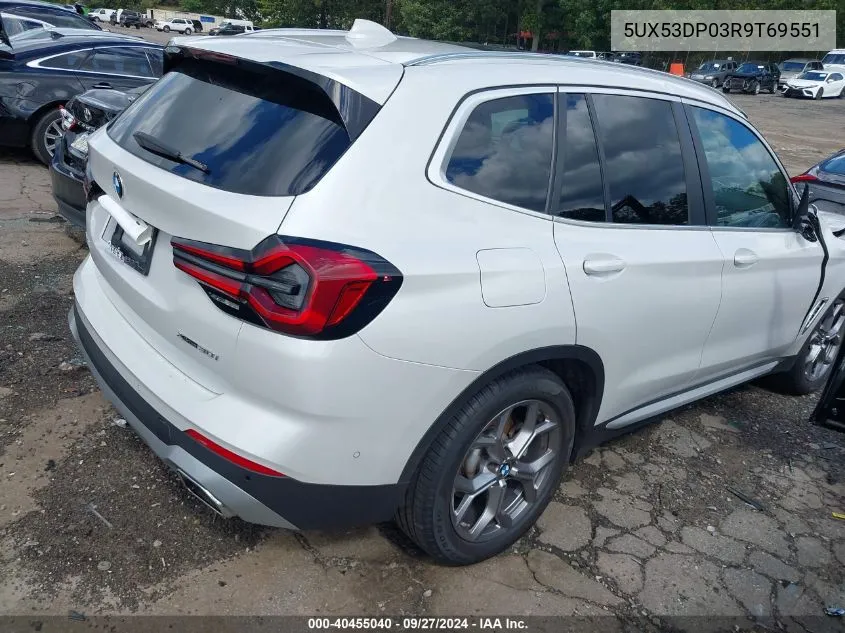 2024 BMW X3 xDrive30I VIN: 5UX53DP03R9T69551 Lot: 40455040