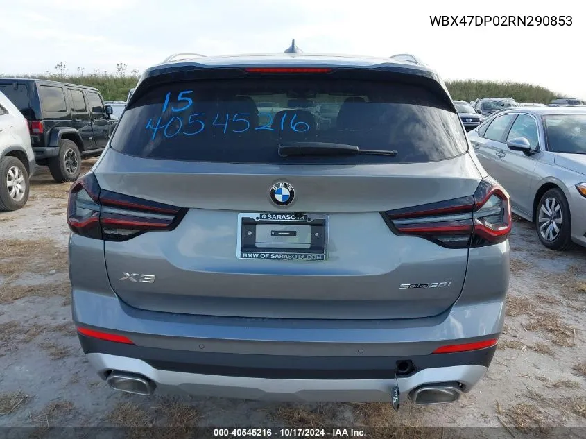 2024 BMW X3 Sdrive30I VIN: WBX47DP02RN290853 Lot: 40545216