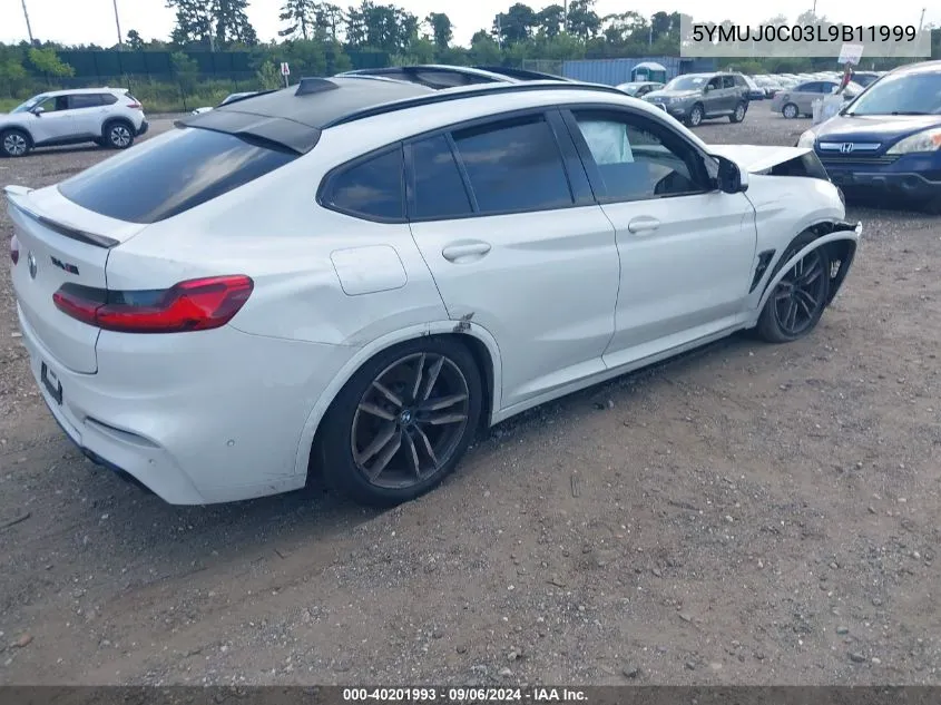 2020 BMW X4 M Base (A8) VIN: 5YMUJ0C03L9B11999 Lot: 40201993