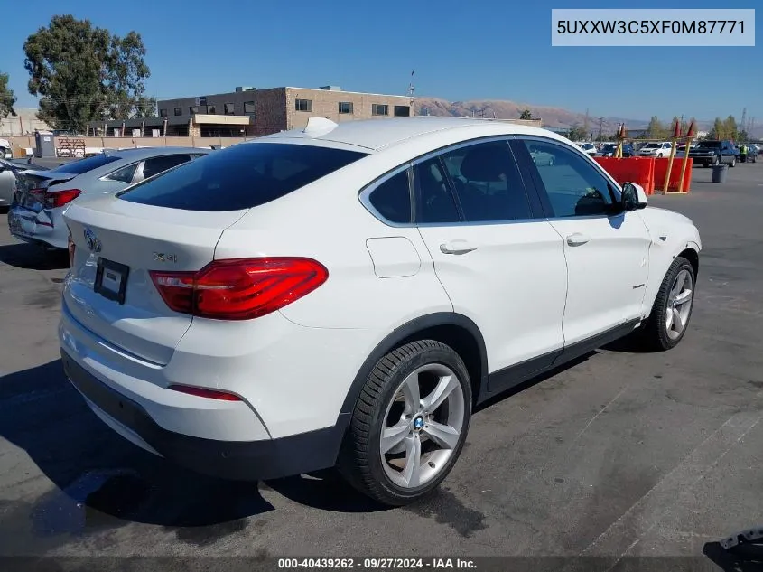 2015 BMW X4 xDrive28I VIN: 5UXXW3C5XF0M87771 Lot: 40439262