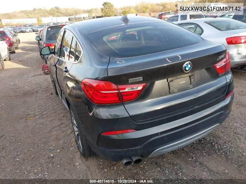 2015 BMW X4 xDrive28I VIN: 5UXXW3C51F0M87142 Lot: 40714515