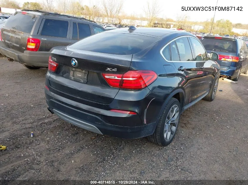 2015 BMW X4 xDrive28I VIN: 5UXXW3C51F0M87142 Lot: 40714515