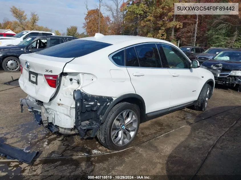 2015 BMW X4 xDrive28I VIN: 5UXXW3C54F0F89442 Lot: 40718519