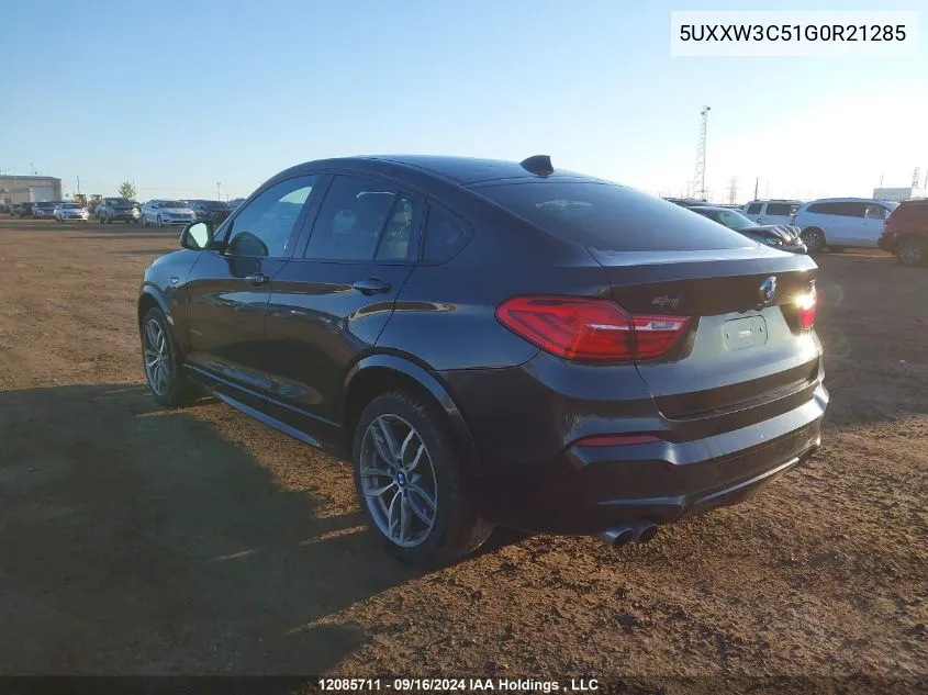 2016 BMW X4 xDrive28I VIN: 5UXXW3C51G0R21285 Lot: 12085711