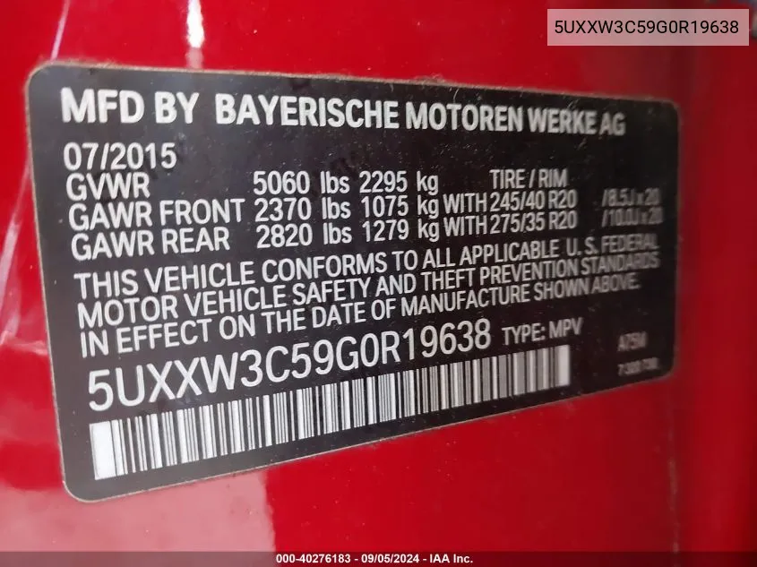 5UXXW3C59G0R19638 2016 BMW X4 xDrive28I