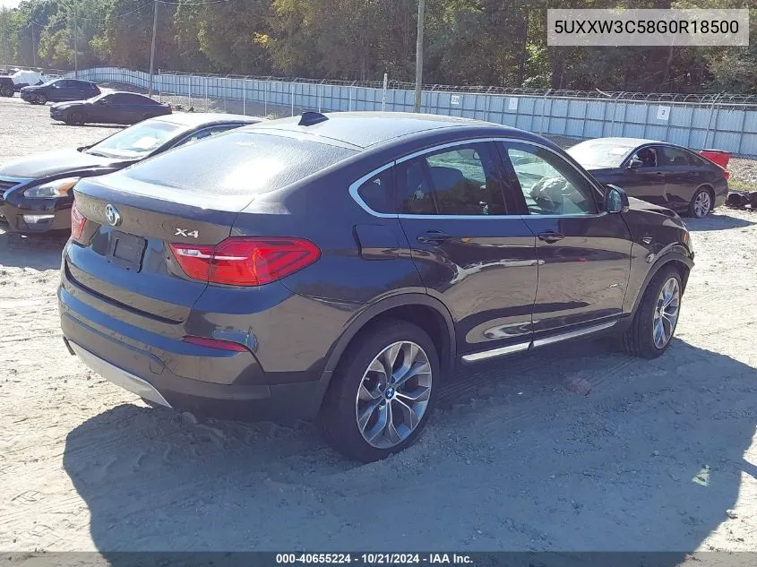 2016 BMW X4 xDrive28I VIN: 5UXXW3C58G0R18500 Lot: 40655224