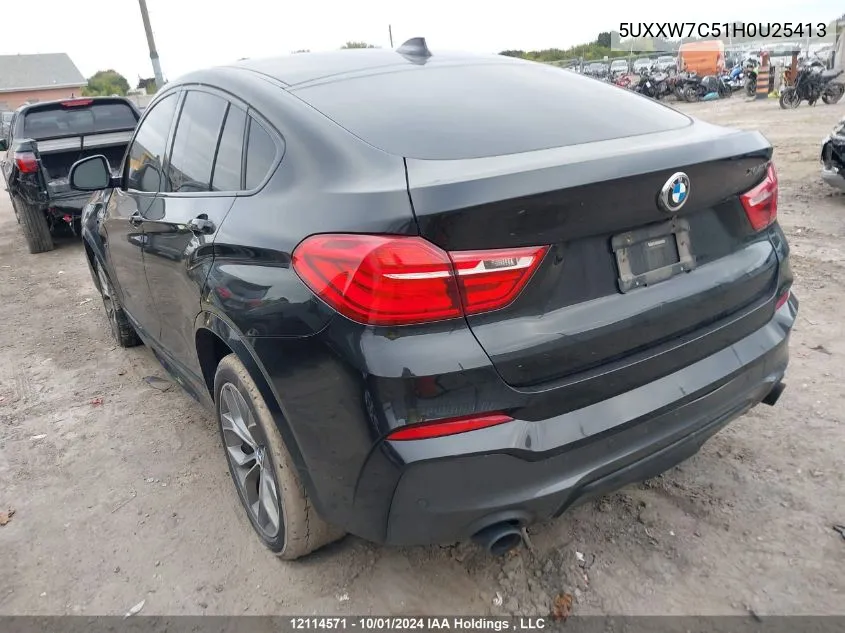 2017 BMW X4 VIN: 5UXXW7C51H0U25413 Lot: 12114571