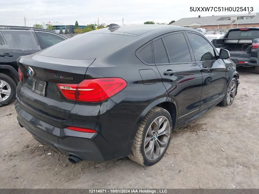 2017 BMW X4 VIN: 5UXXW7C51H0U25413 Lot: 12114571