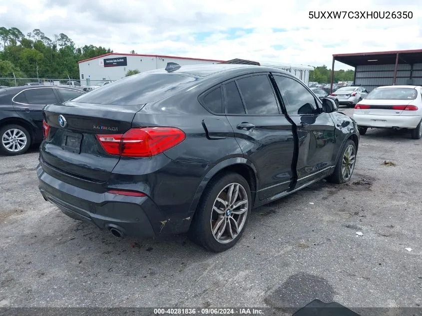 2017 BMW X4 M40I VIN: 5UXXW7C3XH0U26350 Lot: 40281836